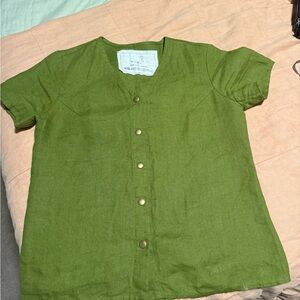 notPERFECTLINEN Green Button Down Shirt